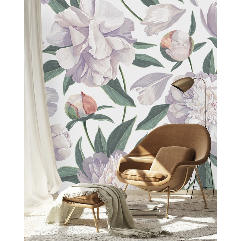 Stylish Modern Gentle Peonies Wallpaper