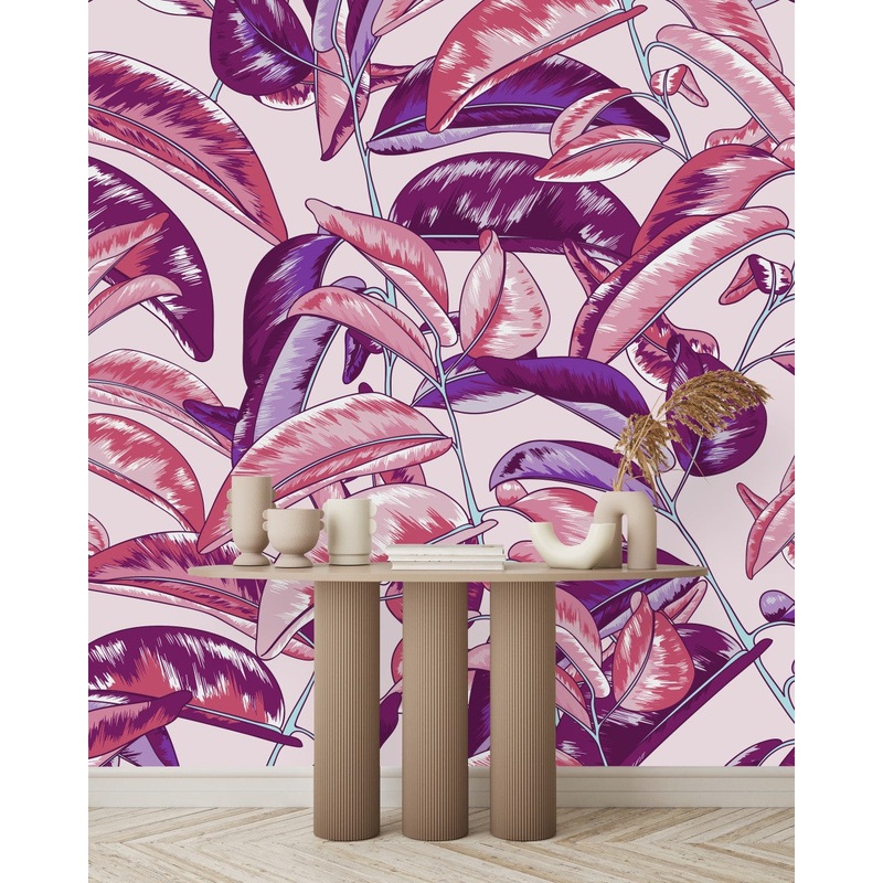 Stylish Pink and Purple Leaves Wallpaper Vogue Select