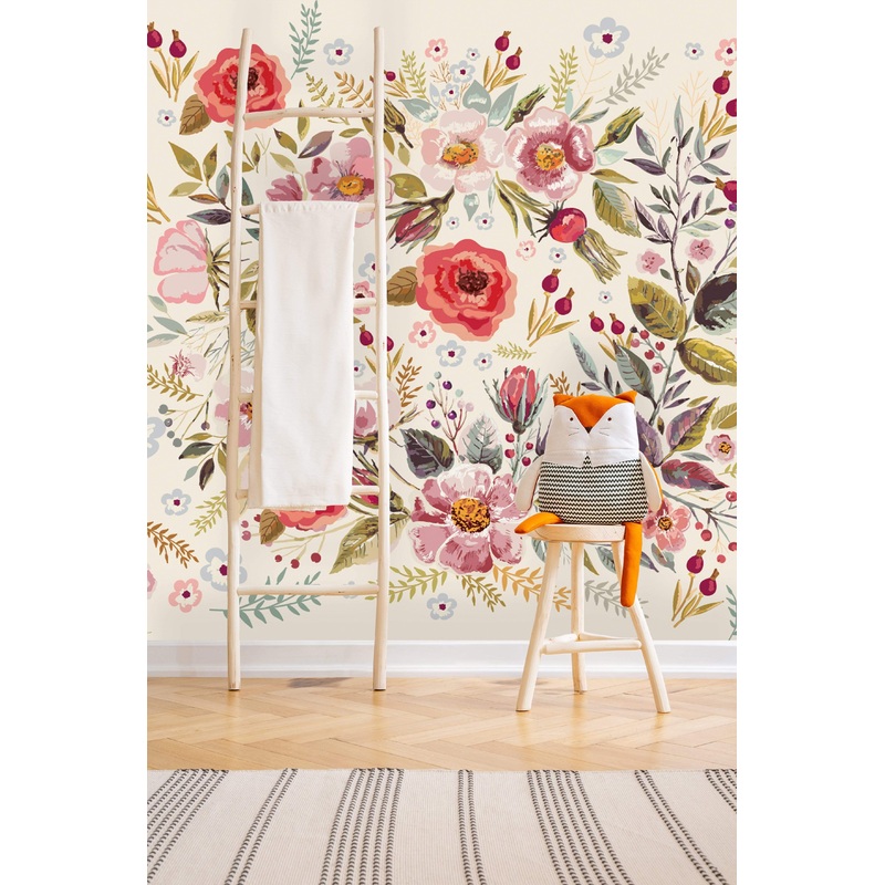 Vintage Berries and Flowers Wallpaper Mural