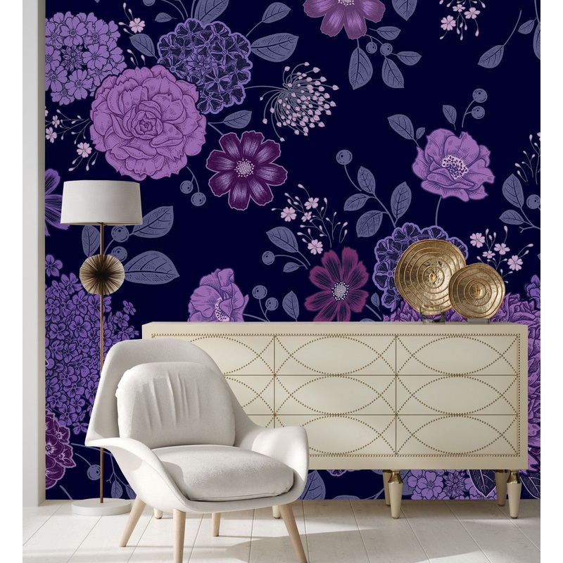 Violet Floral Wallpaper