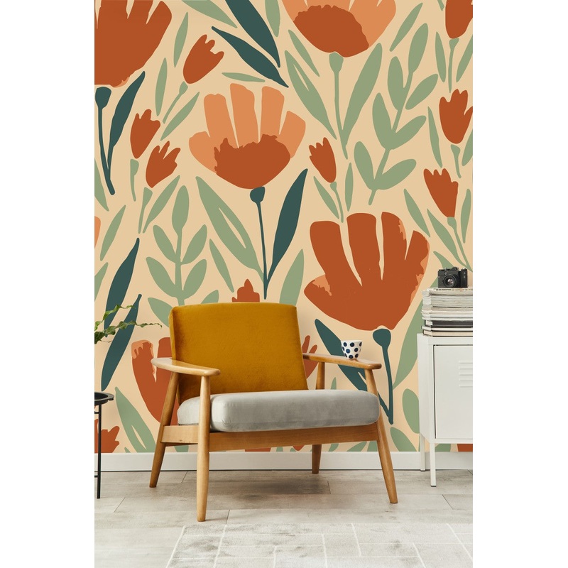 Voguish Hand Drawn Flowers Wallpaper Smart Quality