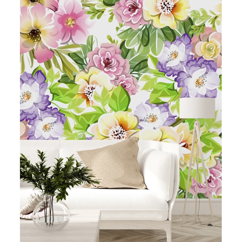 Voguish Modern Summer Flowers Wallpaper