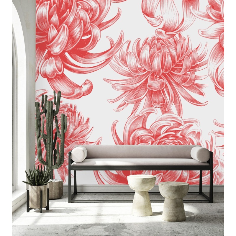 Voguish Pink Asters Wallpaper Chic