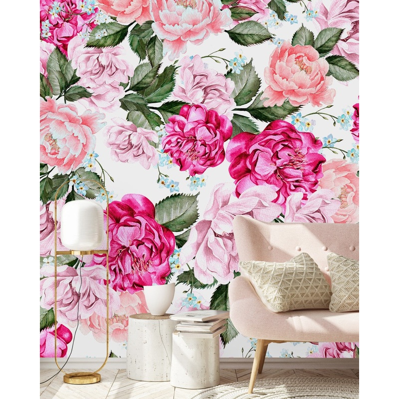 Voguish Pink Shades of Flowers Wallpaper