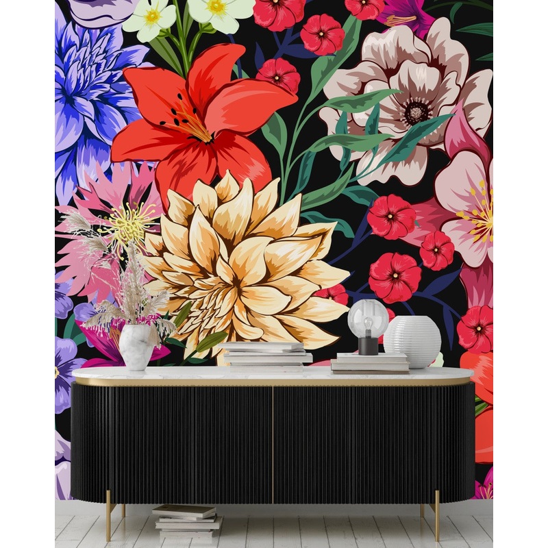 Asters and Lilies Flowers Wallpaper