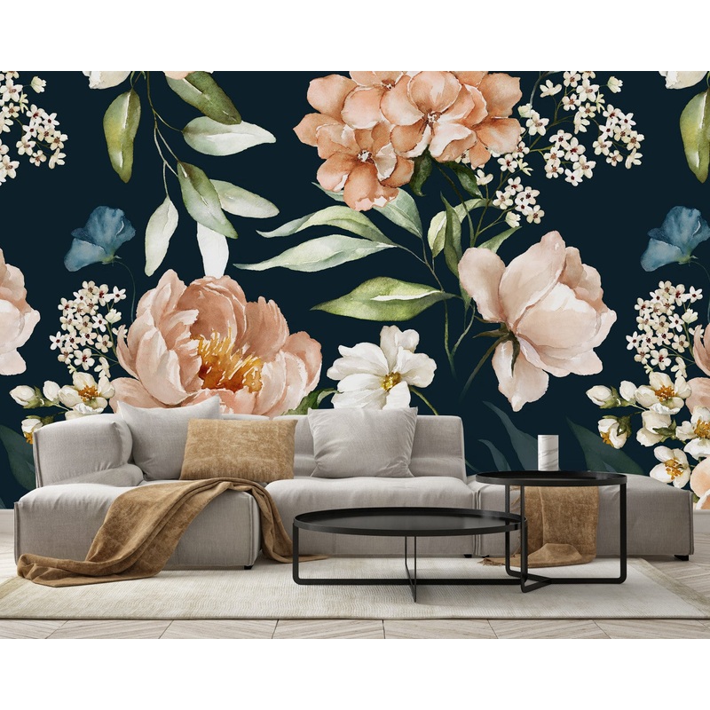 Beige Flowers Wallpaper