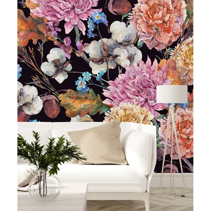 Cotton with Flowers Wallpaper