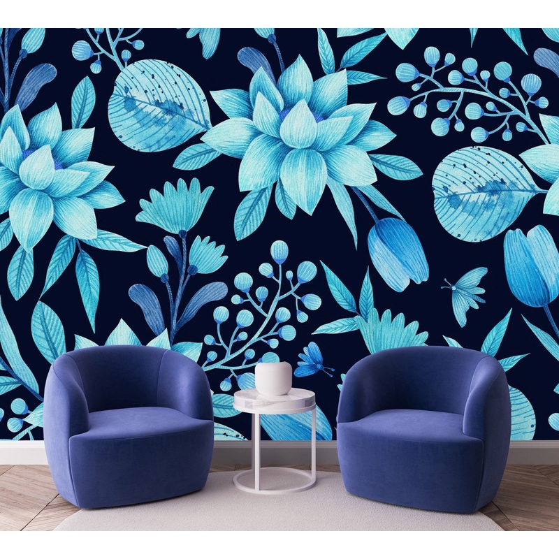 Dark Wallpaper with Blue Pattern