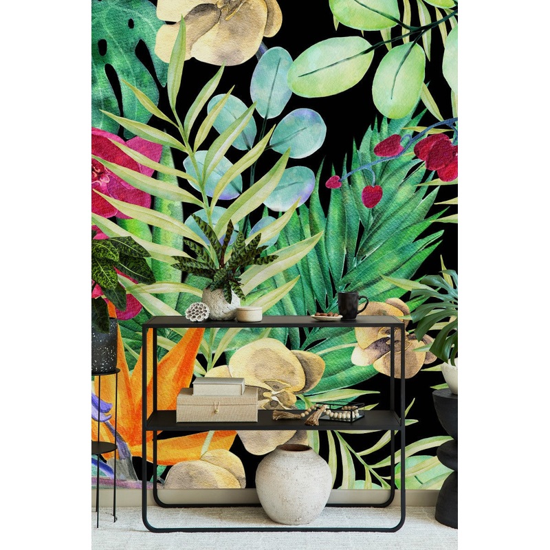 Dark Wallpaper with Exotic Leaves