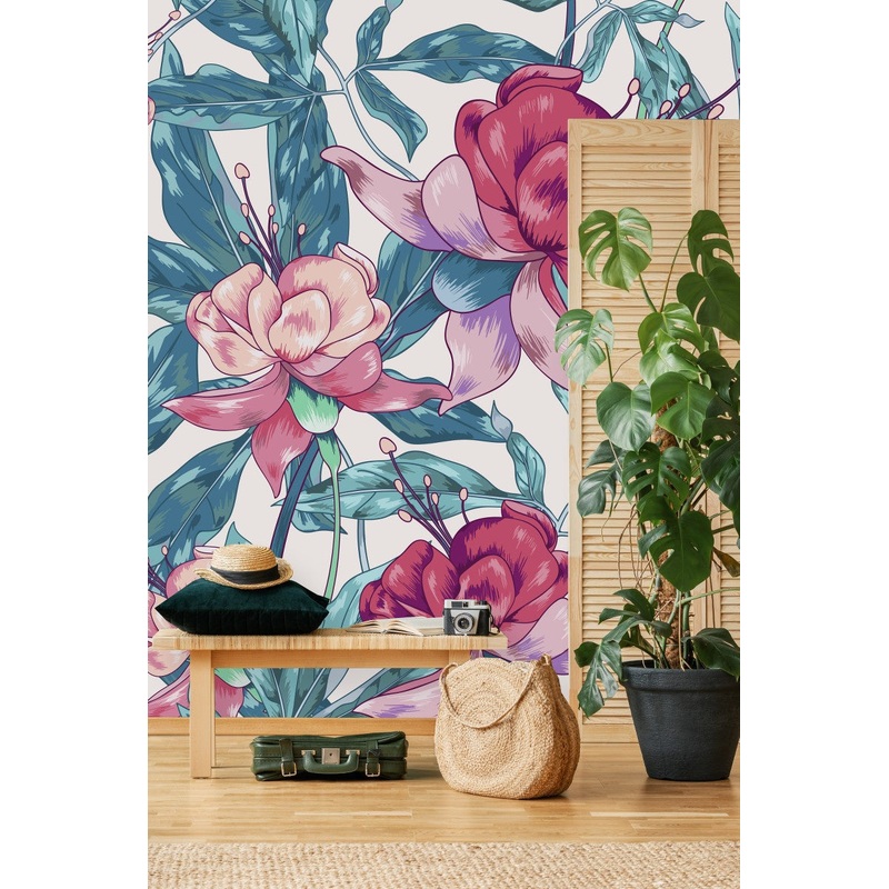 Elegant Exotic Pink Flowers Wallpaper