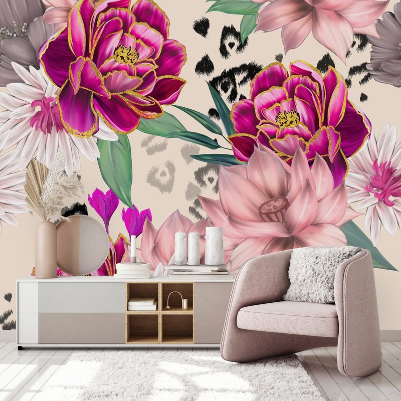 Elegant Modern Pink Floral Wallpaper