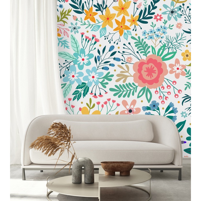 Elegant Multicolored Flowers Wallpaper Chic