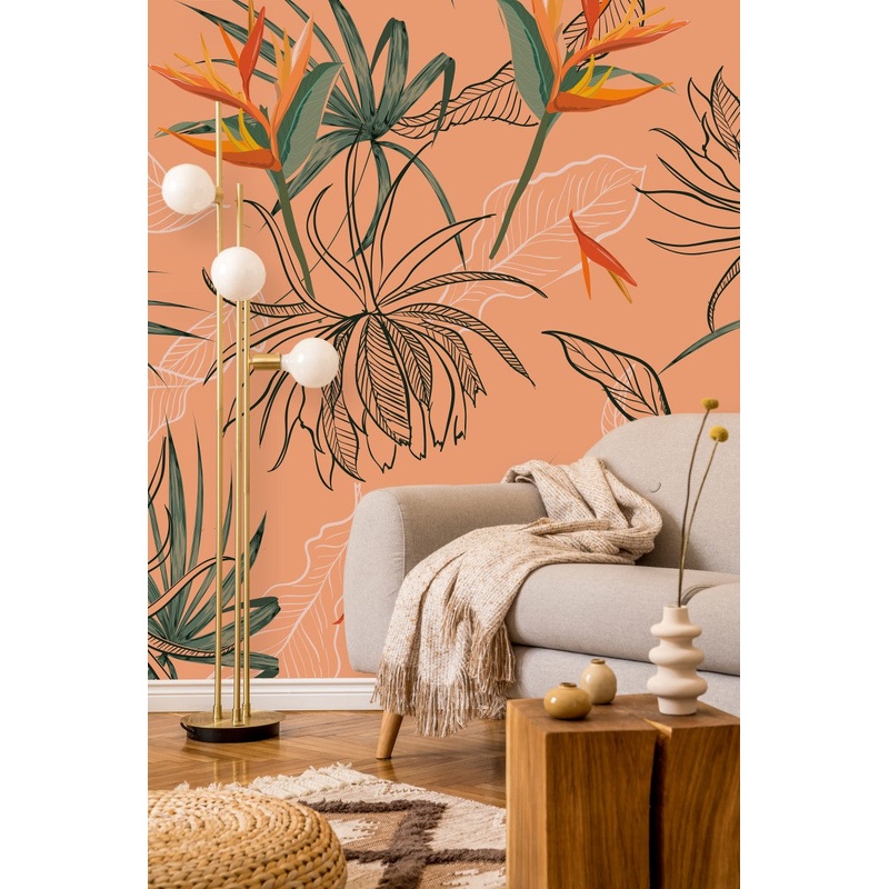 Exotic Leaves Contours Wallpaper