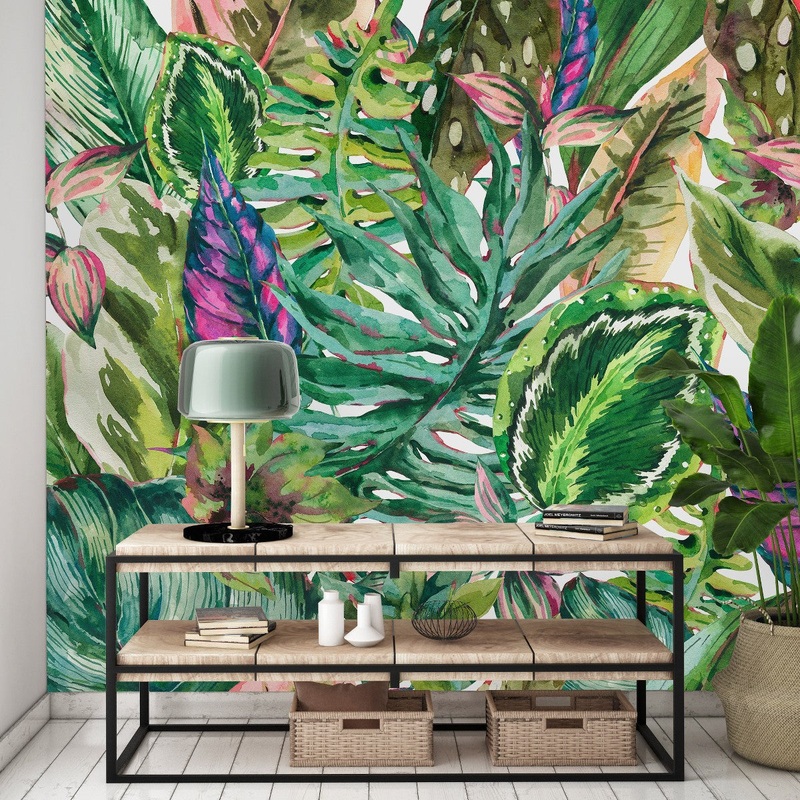 Exotic Leaves Pattern Wallpaper