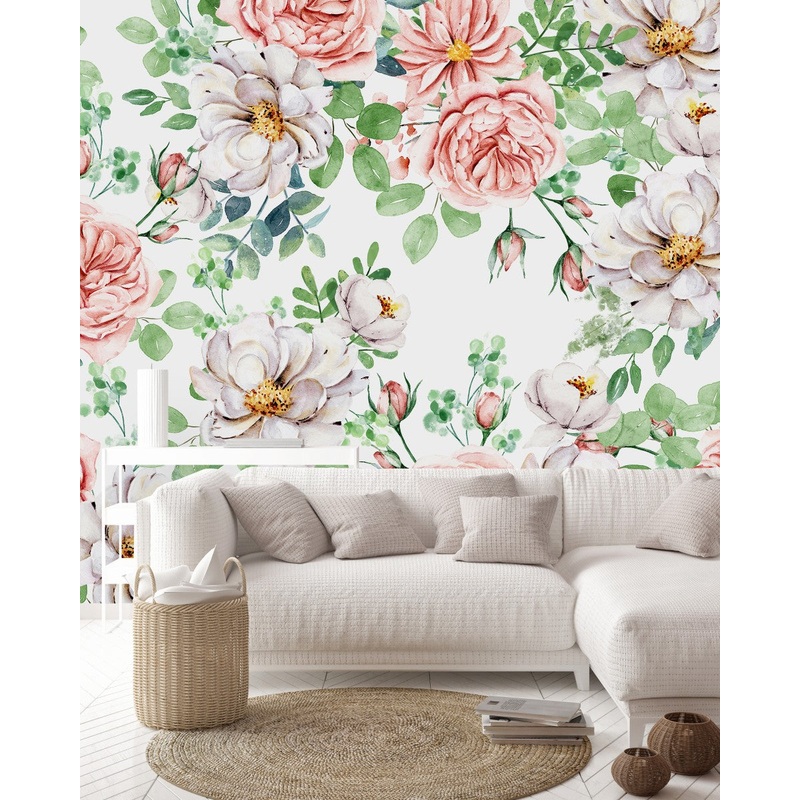 Fashionable Pastel Color Flowers Wallpaper Chic