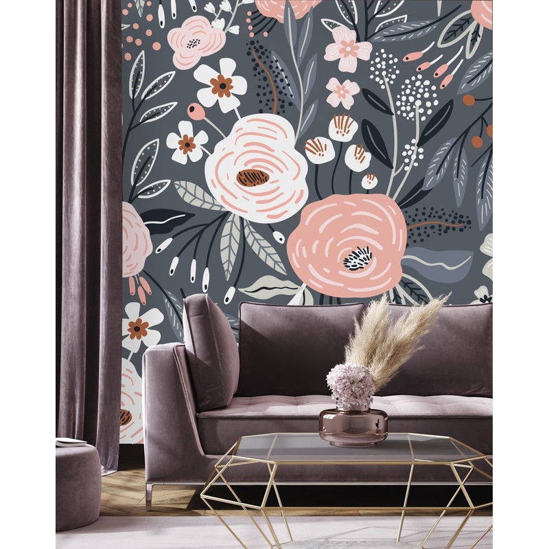 Flowers on Dark  Background Wallpaper