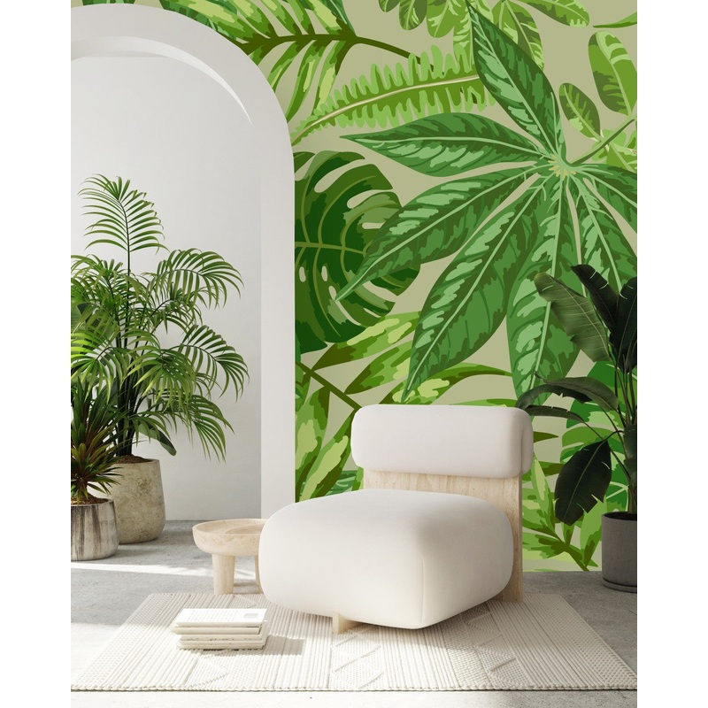 Green Exotic Leaves Wallpaper