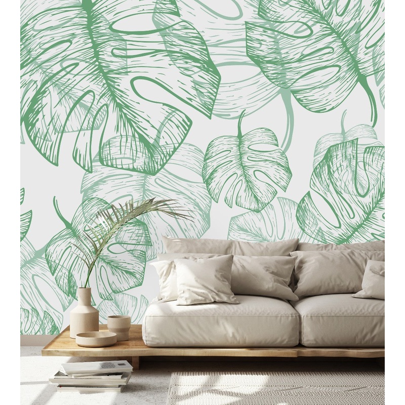 Green Monstera Leaves Wallpaper