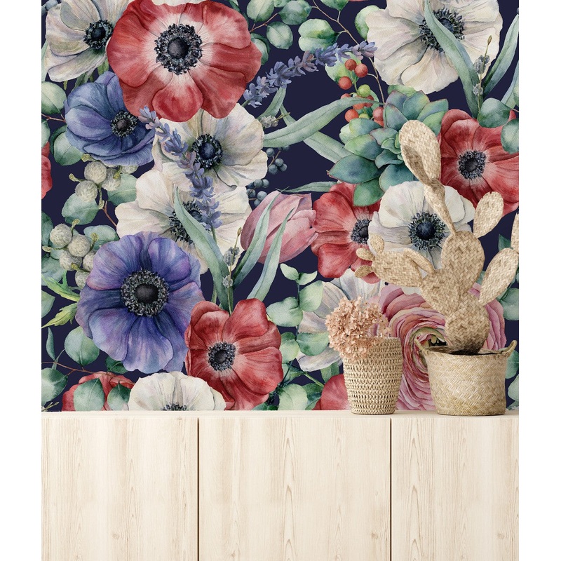 Modish Multicolored Poppies Wallpaper Tasteful