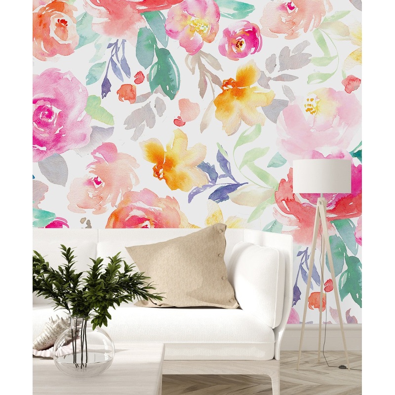 Modish Pink Summer Flowers Wallpaper Tasteful