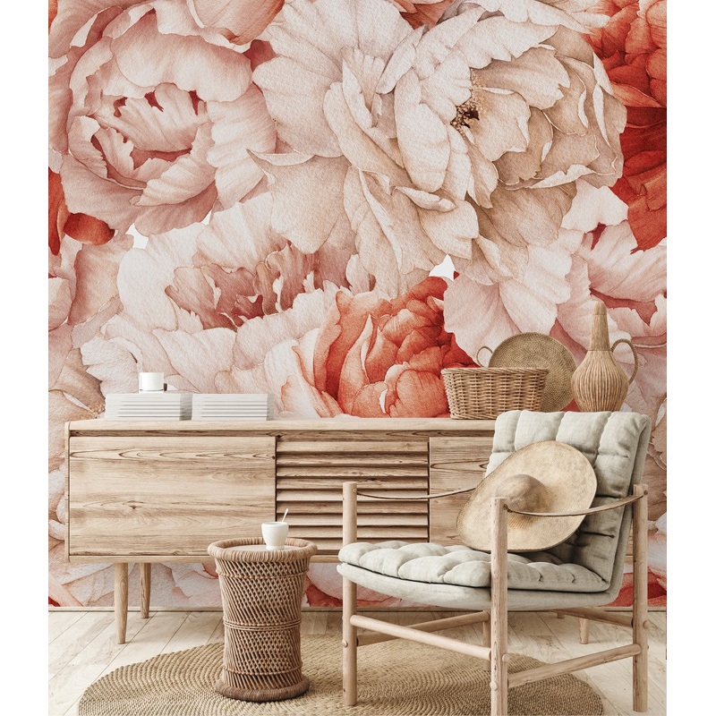 Pastel Gentle Peonies Wallpaper