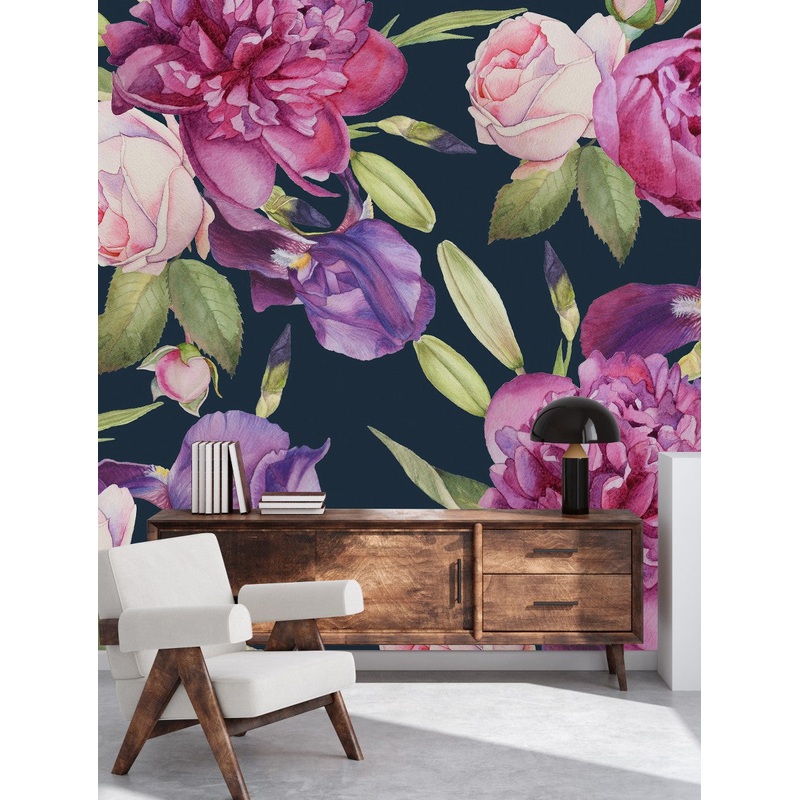 Peonies and Irises Wallpaper