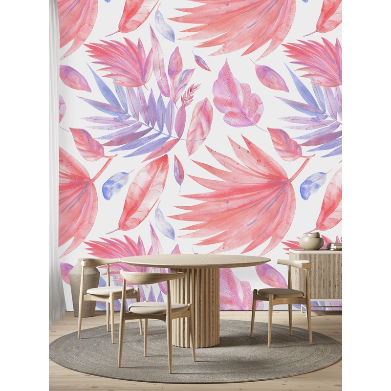 Pink and Blue Leaves Wallpaper