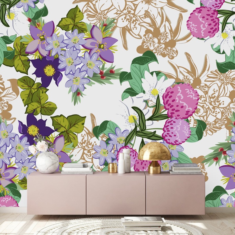 Pink and Violet Flowers Wallpaper