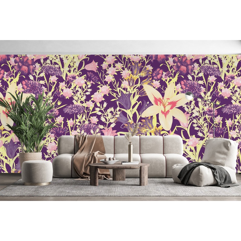Purple and Yellow Flowers Wallpaper