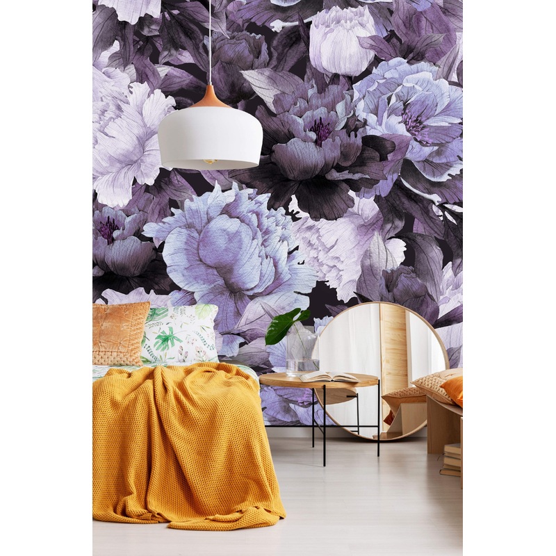 Purple Peony Flowers Wallpaper Mural