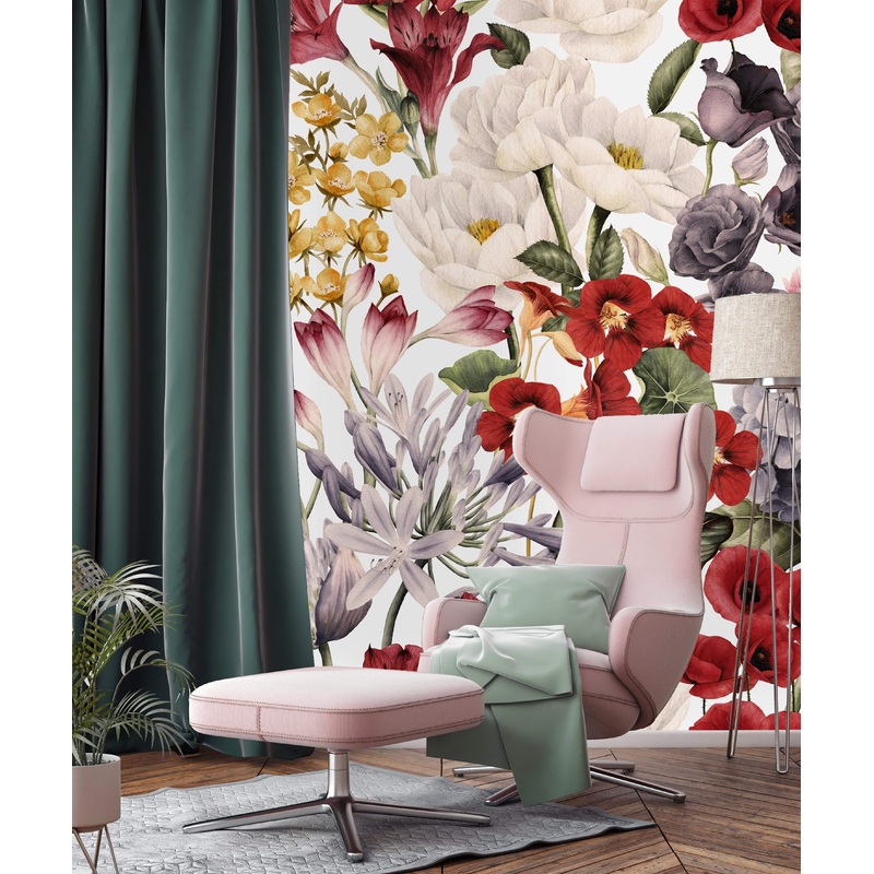 Retro Floral Mix Wallpaper Mural