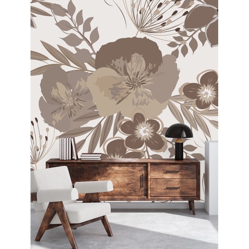 Stylish Brown Floral Wallpaper Vogue