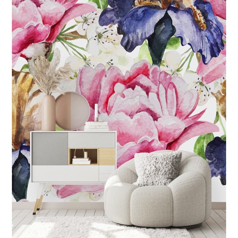 Stylish Modern Large Flowers Wallpaper