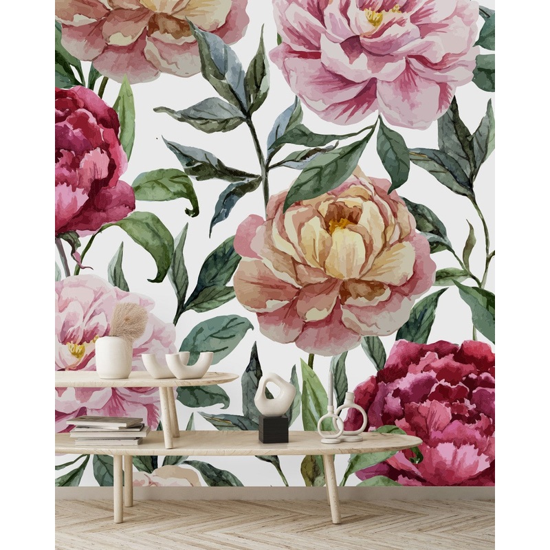Stylish Modern Peonies Wallpaper