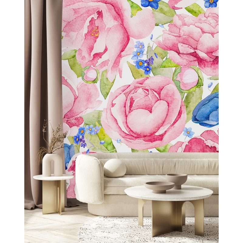 Voguish Brightly Pink Flowers Wallpaper