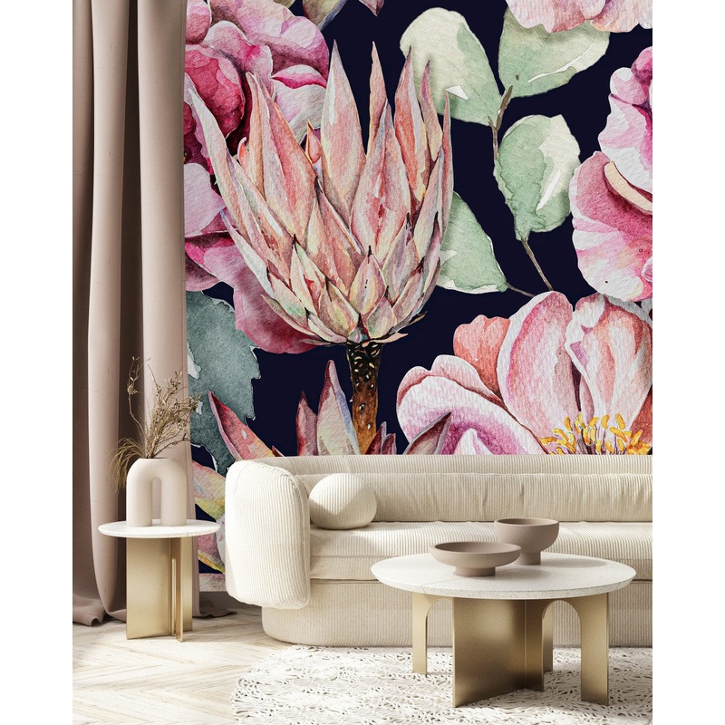 Voguish Large Pink Flowers Wallpaper Vogue