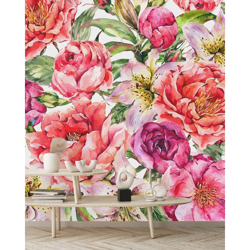 Voguish Modern Pink Floral Wallpaper