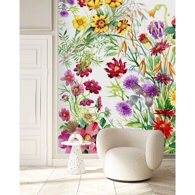 Voguish Modern Wildflowers Wallpaper