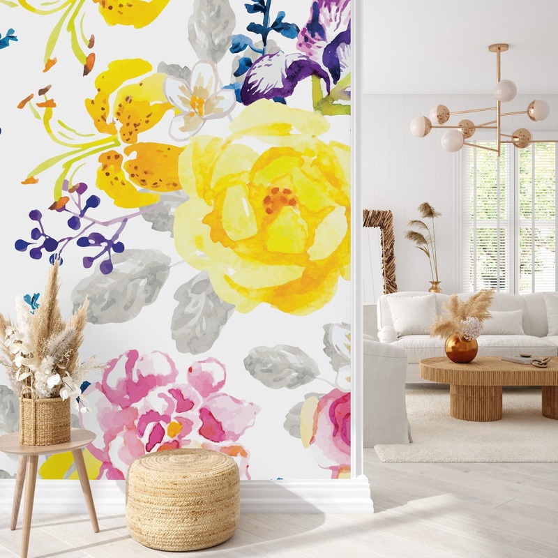 Water Colored Flowers Wallpaper