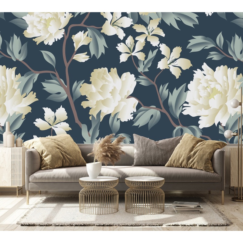 White Floral Tree Wallpaper