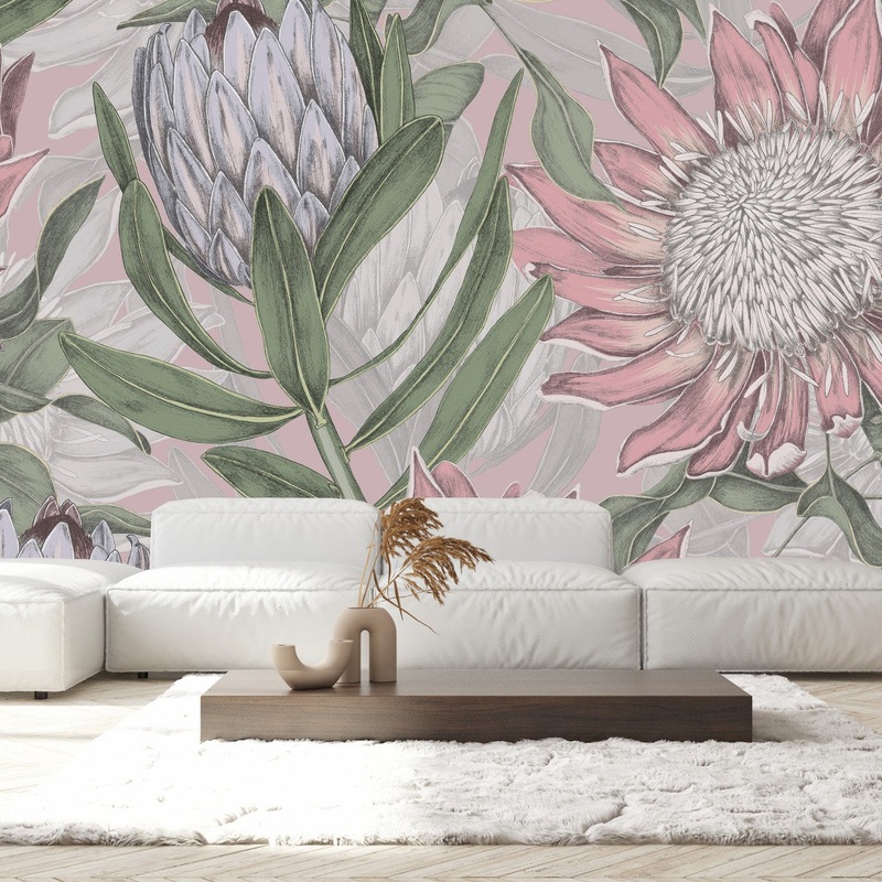 Contemporary Exotic Flowers Wallpaper Tasteful Quality