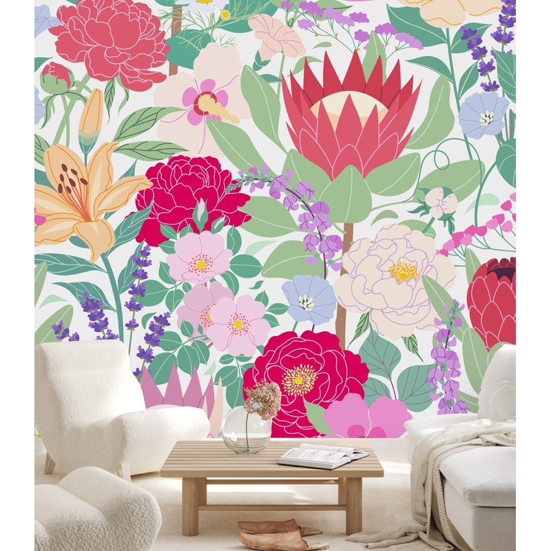 Elegant Brightly Floral Wallpaper
