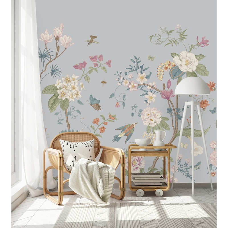 Elegant Wildflowers on Light Background Wallpaper Smart