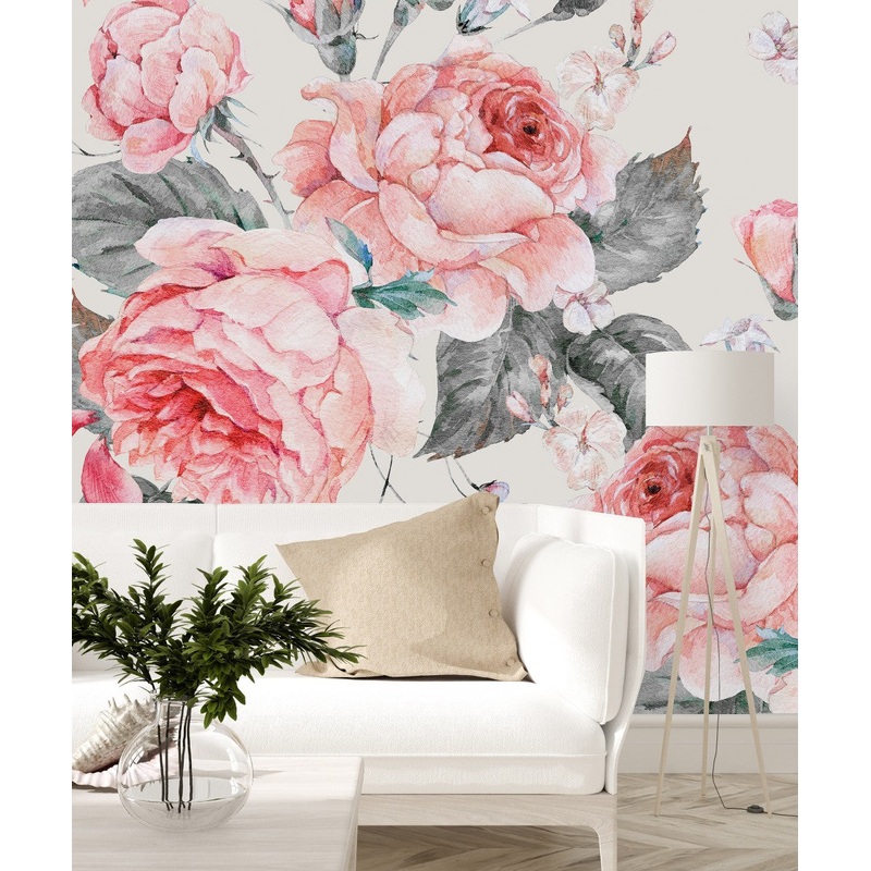 Fashionable Pink Large Peonies Wallpaper