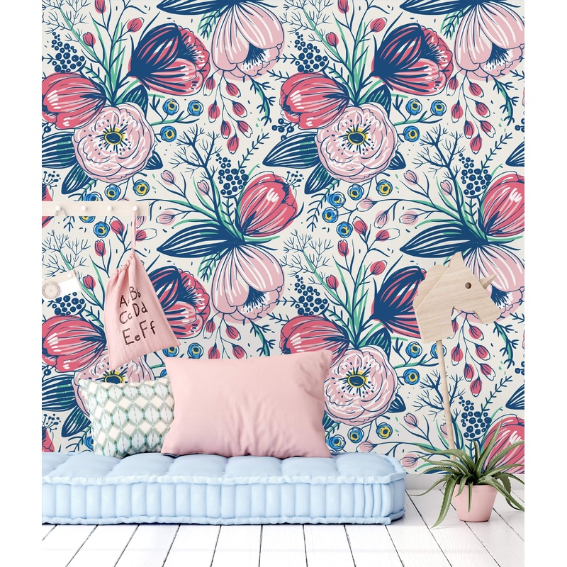 Vintage Poppy Flowers Wallpaper Mural
