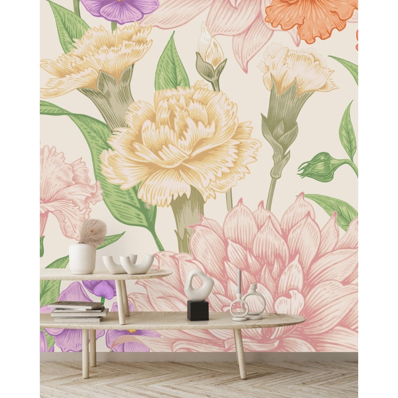 Violets and Asters Wallpaper