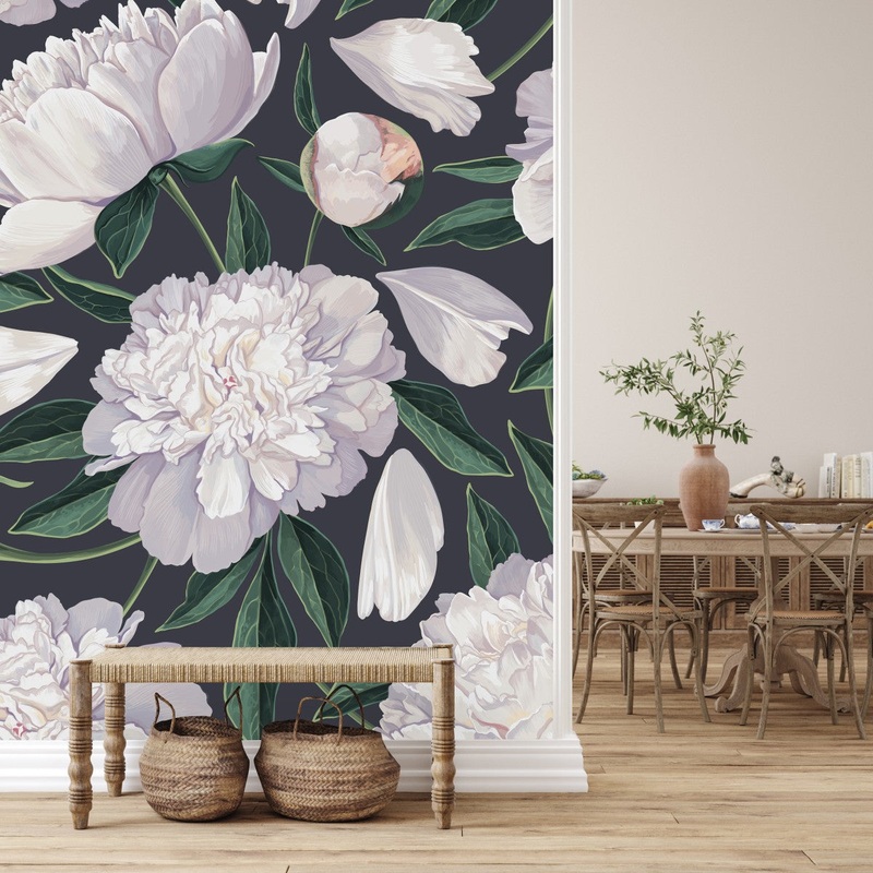 Voguish Modern Large Peonies Wallpaper