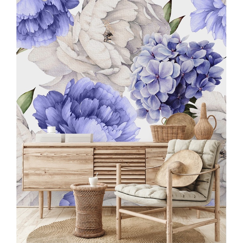 White and Purple Peonies Wallpaper